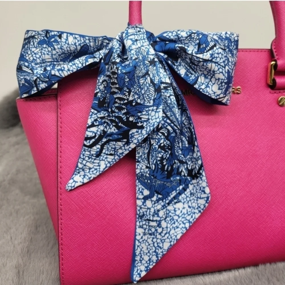 New Blue Chameleon Silk Skinny Scarf Twilly